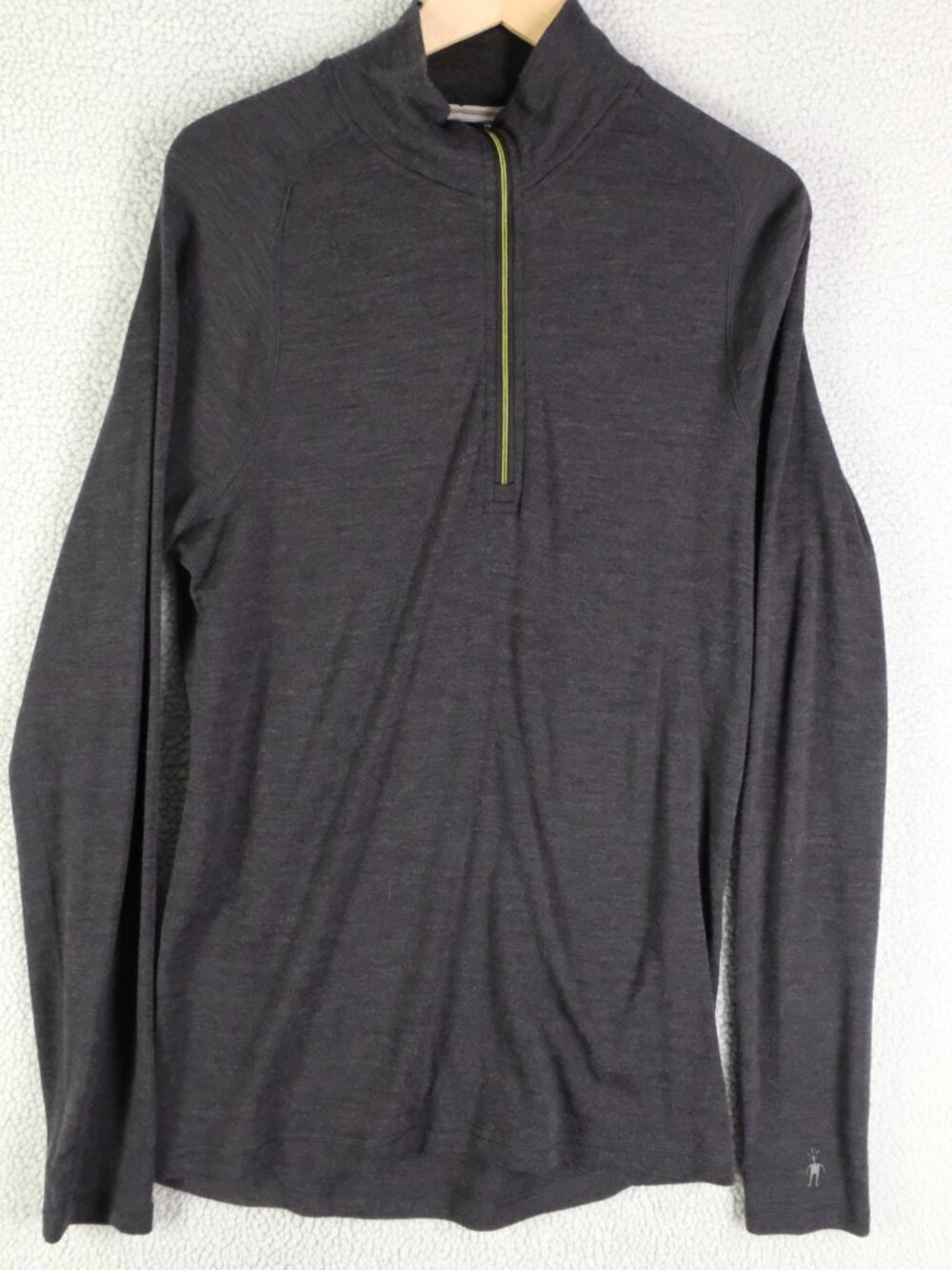 Smartwool Sweater Mens Large Gray Merino Wool Quarter Zip Lightweight Outdoor